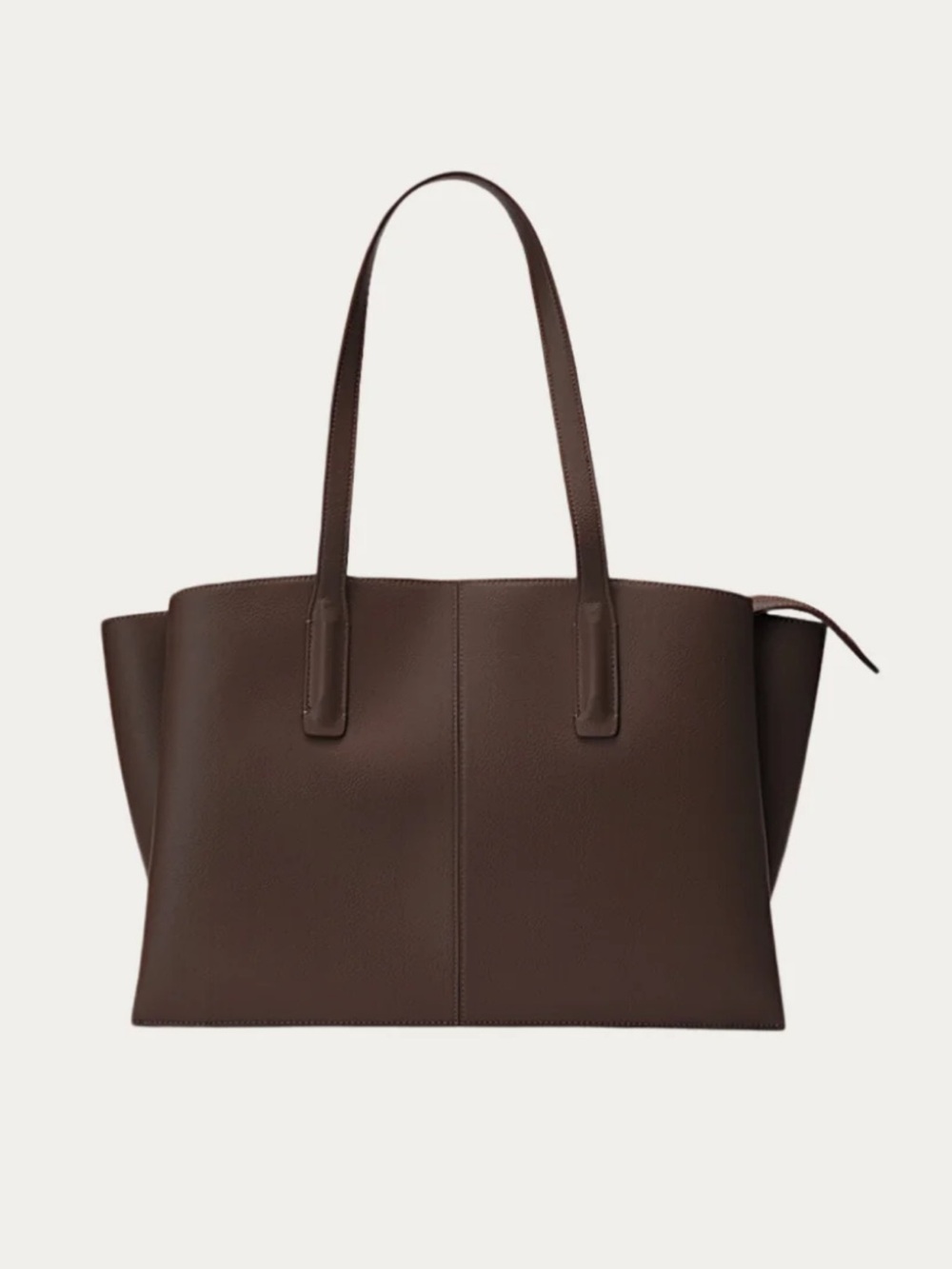 Classic Brown Vegan Leather Tote Bag - Structured Double-Compartment Shoulder